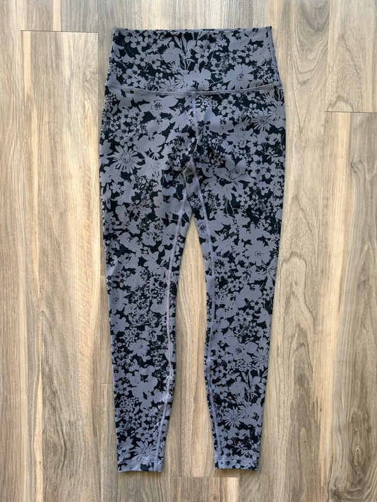 lululemon athletica Pants - Lululemon Black & Gray Floral Leggings Size 8